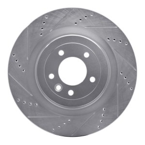 Land Rover Range Rover Brake Rotor (1) - Rear Left - R1 Concepts - Drilled & Slotted - Silver - `13-`25